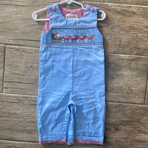 Christmas Smocking Overalls